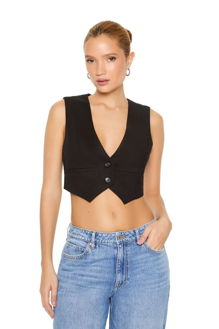 Plunging Cropped Vest | Forever 21
