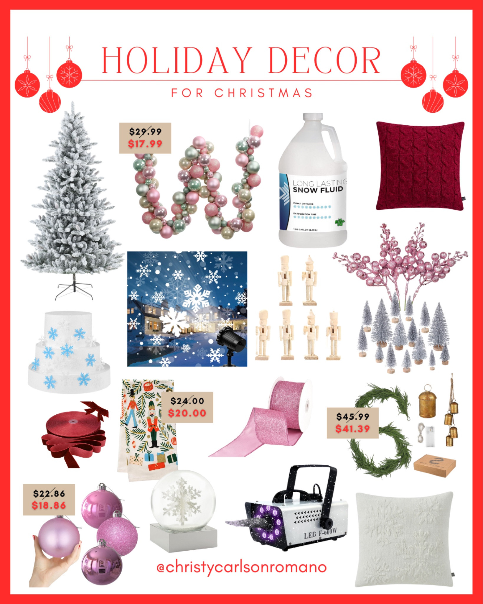 Get your home ready for Christmas with these holiday decor pieces as we kick off Gift Guide season: red knit throw pillow, artificial Christmas tree, pink ball garland, snow fluid, and more! #celebritygiftguide #seasonaldecor #designtips #interiordesign #holidaystyle

#LTKStyleTip #LTKSeasonal #LTKHome