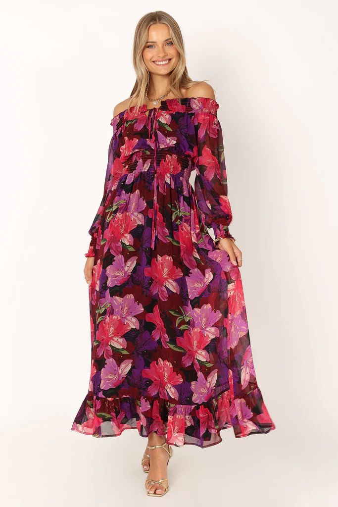 Luanne Off Shoulder Maxi Dress - Purple Floral | Petal & Pup (US)