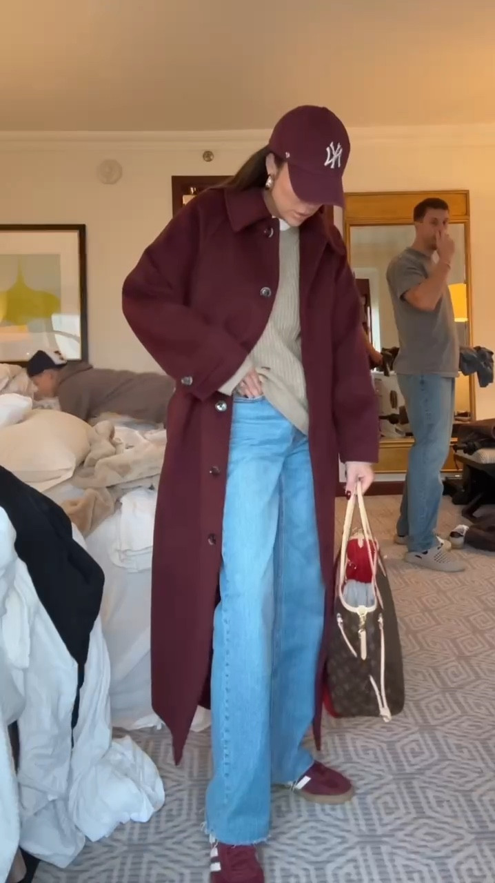 GRWM for a day with the fam in NYC 🤎 obsessed with this new burgundy coat & my jeans I’ve loved forever - they’re both on major sale! 15% off and get an additional 20% off stacked with code: HOLIDAYRUSH

Coat runs TTS - size up 1 if you want my more oversized look 

Abercrombie sale, holiday outfit, Christmas outfit, winter coat, mom style, travel style, jeans, Abercrombie jeans, burgundy coat, wool coat, tan sweater, adidas, Christine Andrew 

#LTKSaleAlert #LTKHoliday #LTKWatchNow