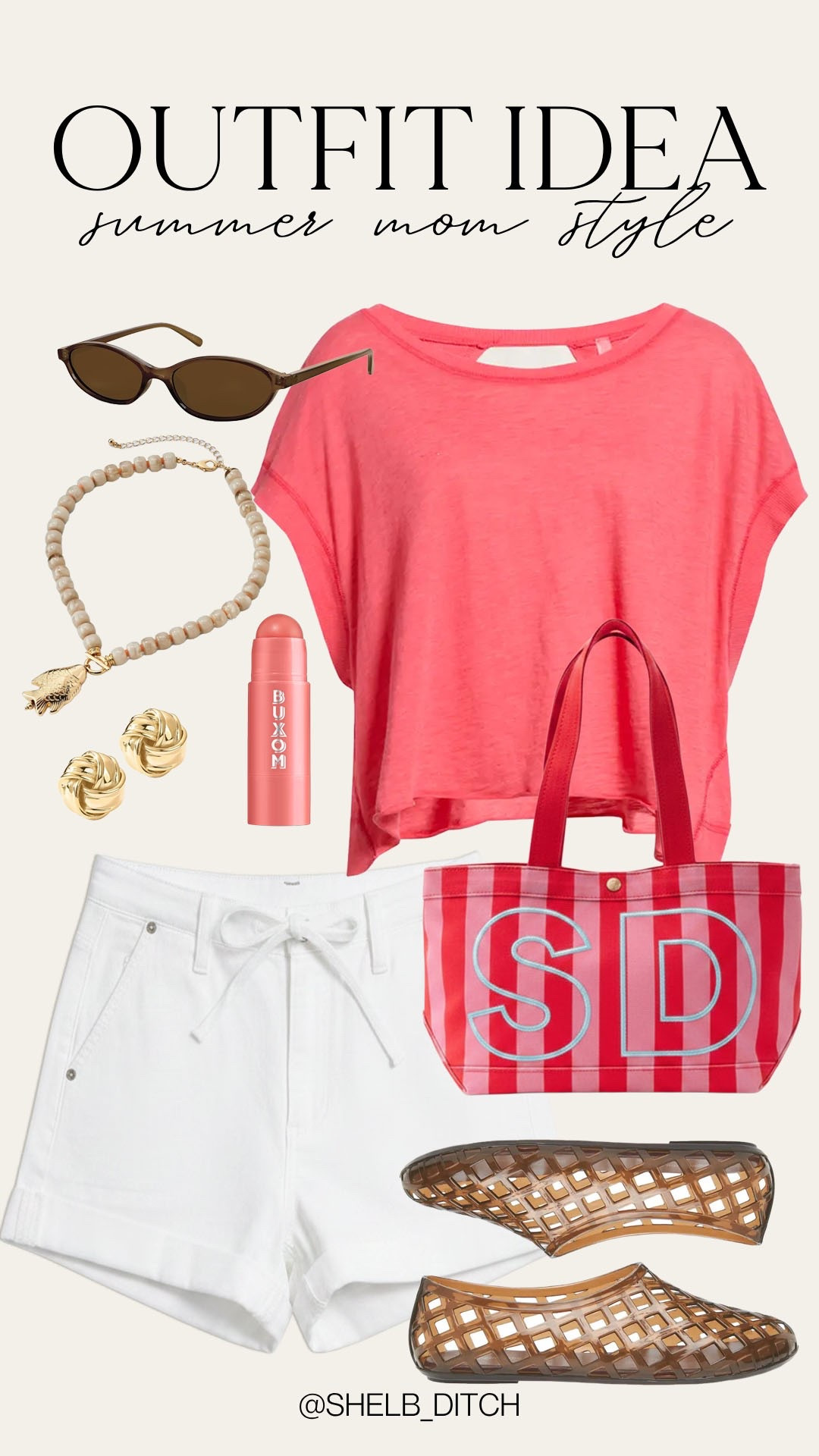 Summer mom style. Trendy summer style. Casual mom summer OOTD. Free people oversized tee. Target white shorts. BaubleBar initial tote. Trendy summer mom tote bag. Trendy jelly sandals.

#LTKootd #LTKSeasonal #LTKmomlife