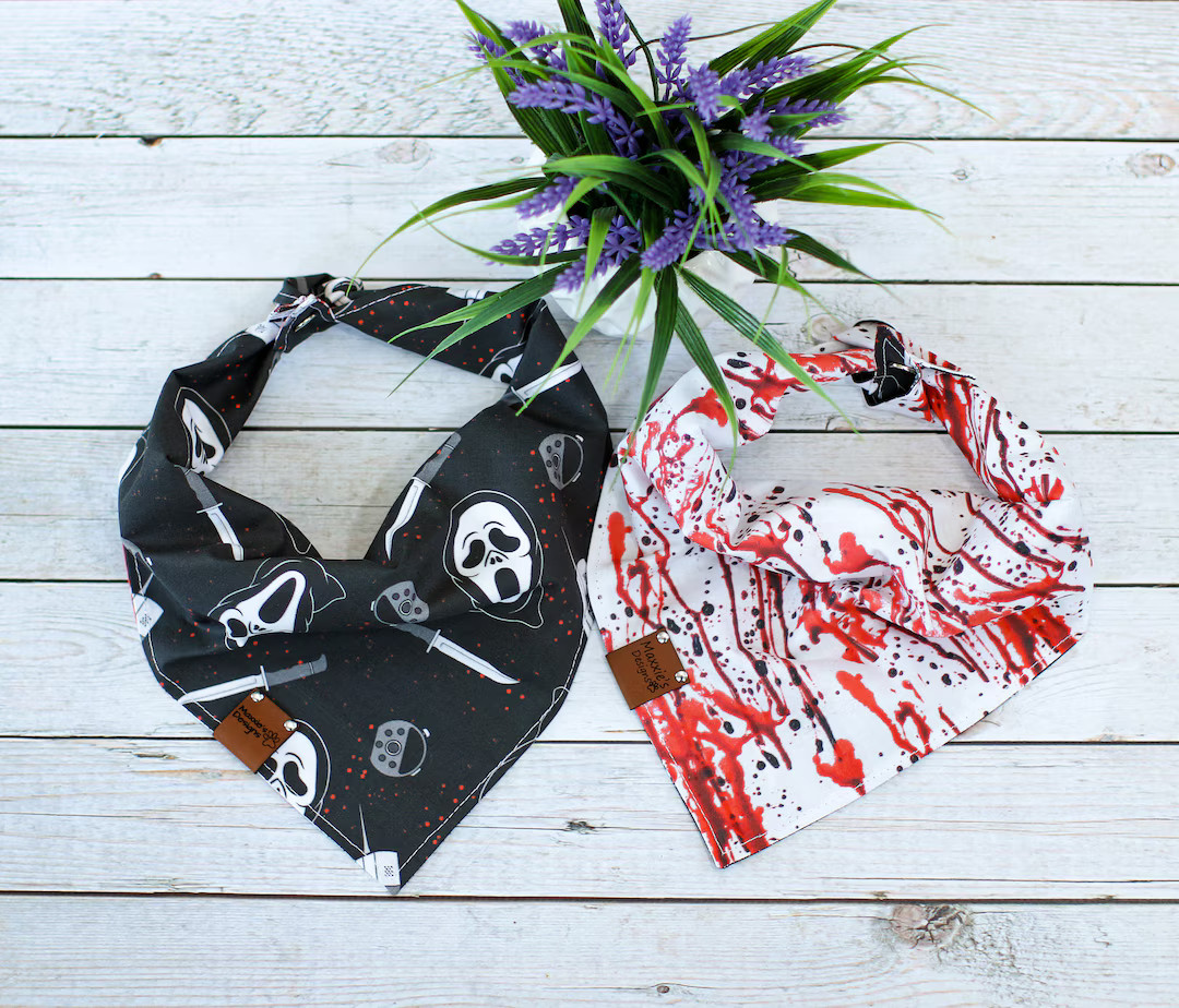 Horror - Reversible Dog Bandana, Tie and Snap - Etsy | Etsy (US)