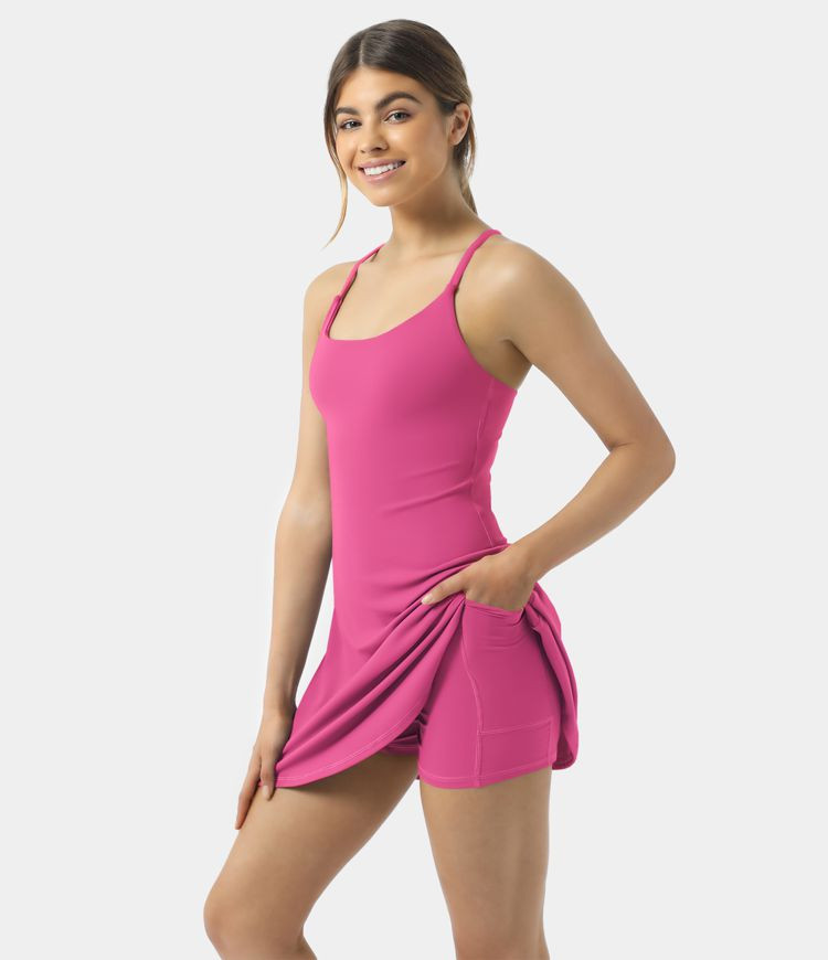 Women’s Everyday Cloudful™ Fabric Backless 2-in-1 Flare Workout Dress-Wannabe - HALARA | HALARA