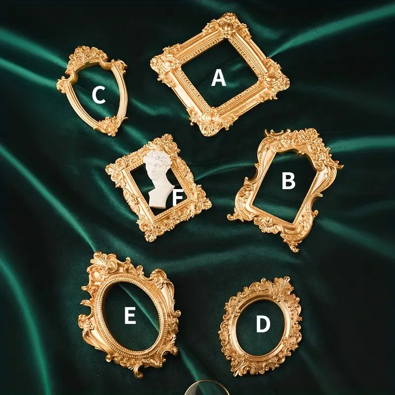 Vintage Elegance Resin Photo Frame - Golden Ornate Tabletop Display for Memories & Jewelry | Temu Affiliate Program