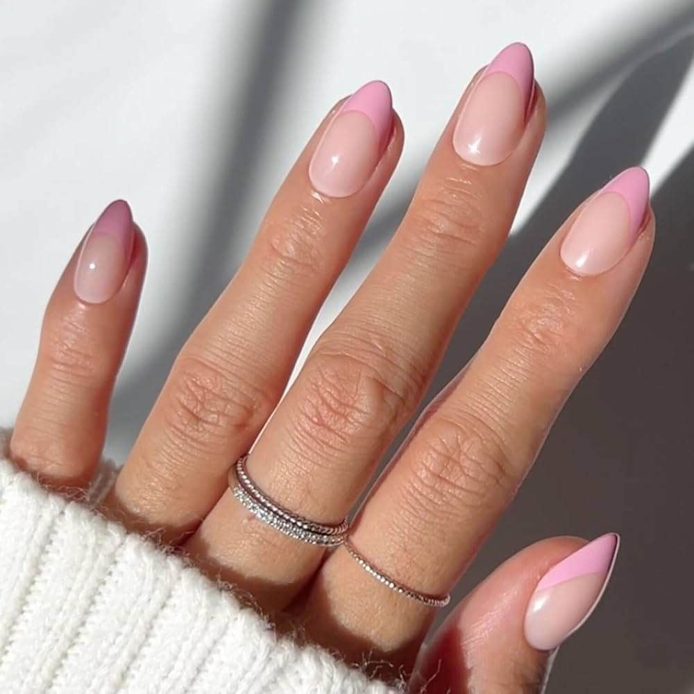 Glamnetic Press On Nails - Pink Macaron | Semi-Transparent Light Pink Pastel French Tip Short Alm... | Amazon (US)