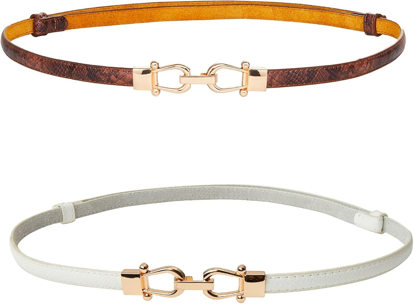 Waist Skinny Women Belt For Dresses,Fashion Thin Leather Adjustable Dress Belts With Gold Buckle | Amazon (US)