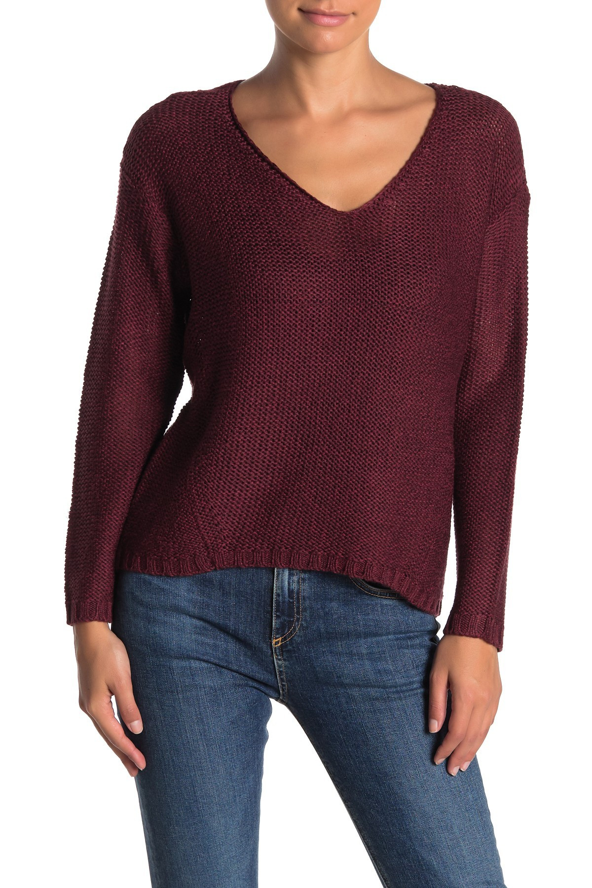 Elbow Patch Knit V-Neck Sweater (Petite) | Nordstrom Rack