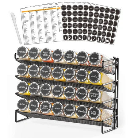 SpaceAid Spice Rack Organizer with 28 Jars, 4.33"D x 13.33"W x 10.5"H, Black | Walmart (US)