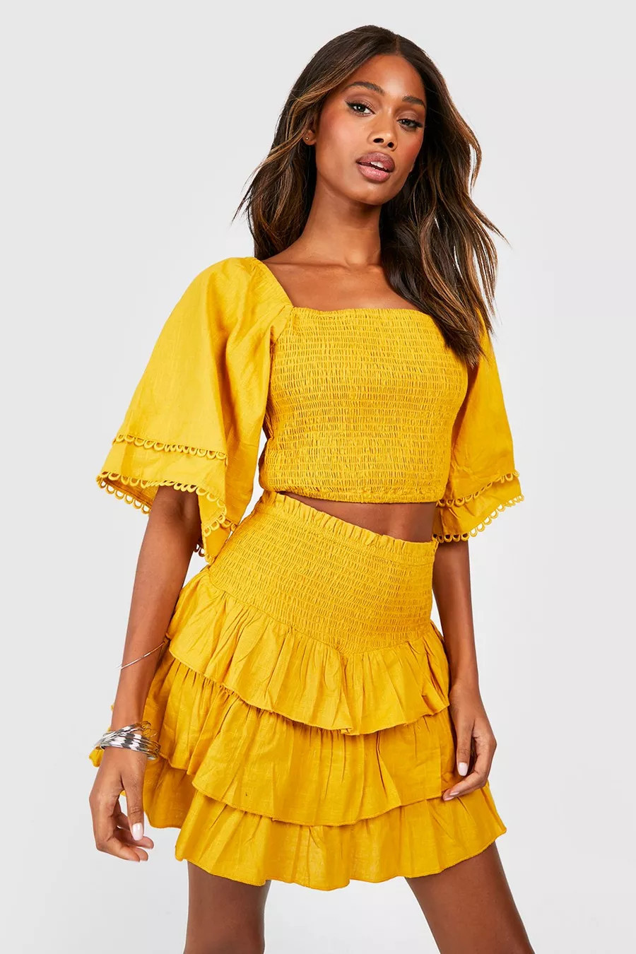 Shirred Top And Rara Skirt | Boohoo.com (UK & IE)