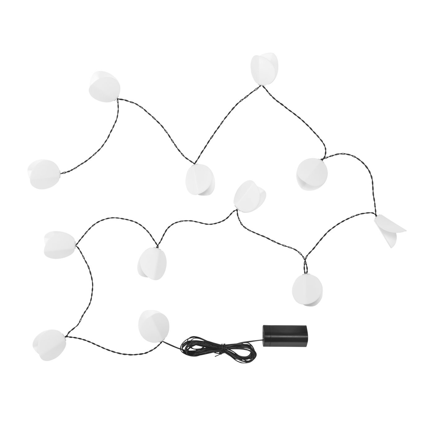 IKEA SOLVINDEN LED string light with 12 lights, battery operated/leaf, Cord length btwn lights: 7 | IKEA US