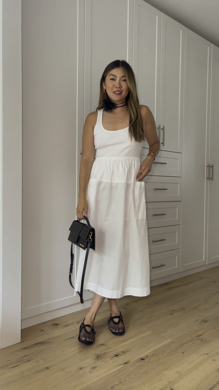 The perfect white dress with the cutest hint of black accessories #summeroutfit #lotd #ootd 