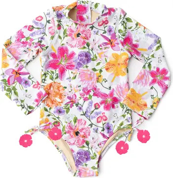Shade Critters Kids' Summer Garden Long Sleeve One-Piece UPF 50+ Rashguard Swimsuit | Nordstromra... | Nordstrom Rack