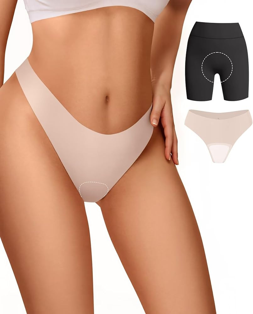 Vertvie Seamless Thongs for Women No Show Thong Panty Liners Invisible Workout Panties Sexy Breat... | Amazon (US)
