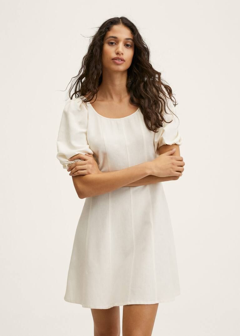 Puffed sleeves cotton dress | MANGO (US)