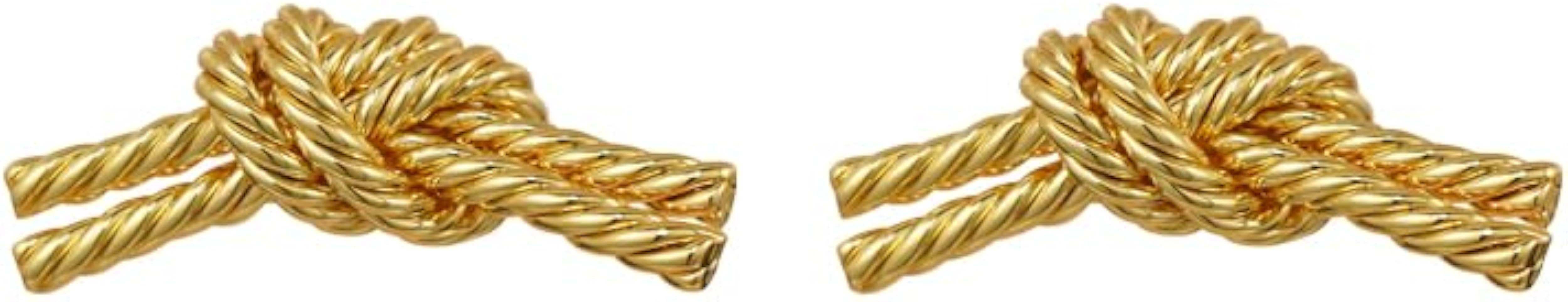 Gold Twisted Rope Knot Stud Earrings for Women, 18K Gold Plated over Brass, Elegant Design, Fashi... | Amazon (US)