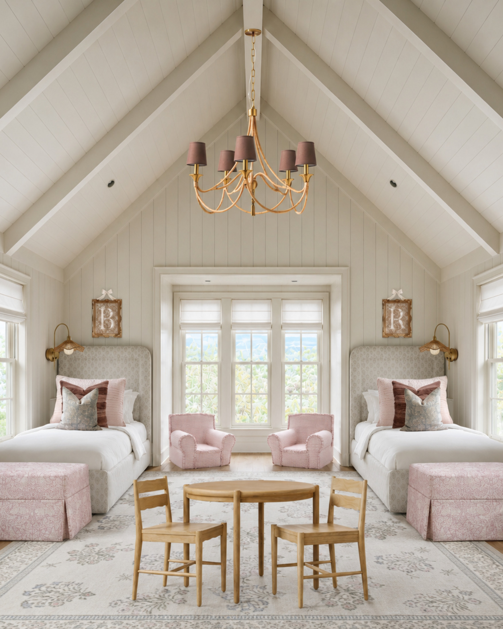 Trying to make a shared kids’ room feel calm instead of chaotic? Symmetry helps so much. Matching beds, pillows, sconces, and storage pieces create structure, while soft colors and playful furniture keep it sweet. The goal is balance: enough repetition to make the room feel peaceful, but enough personality that it still feels like a children’s space.

I may receive a commission when you shop through my links. 

 #LTKHome