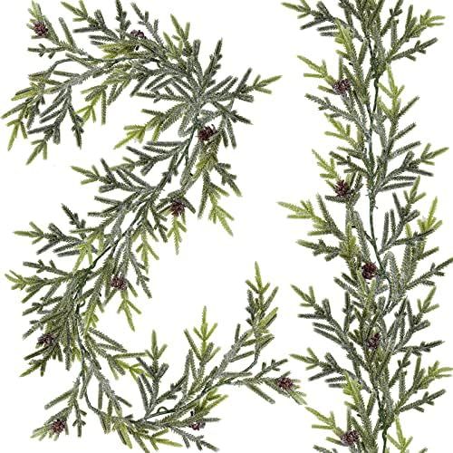 2 Pack Frosted Artificial Christmas Pine Garland with Pine Cones Christmas Winter Greenery Garlan... | Amazon (US)