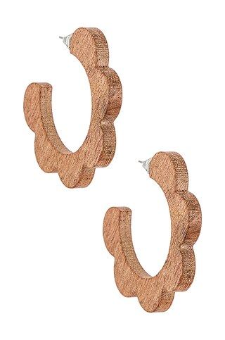 Casa Clara Bonnie Hoop Earrings in Wood from Revolve.com | Revolve Clothing (Global)