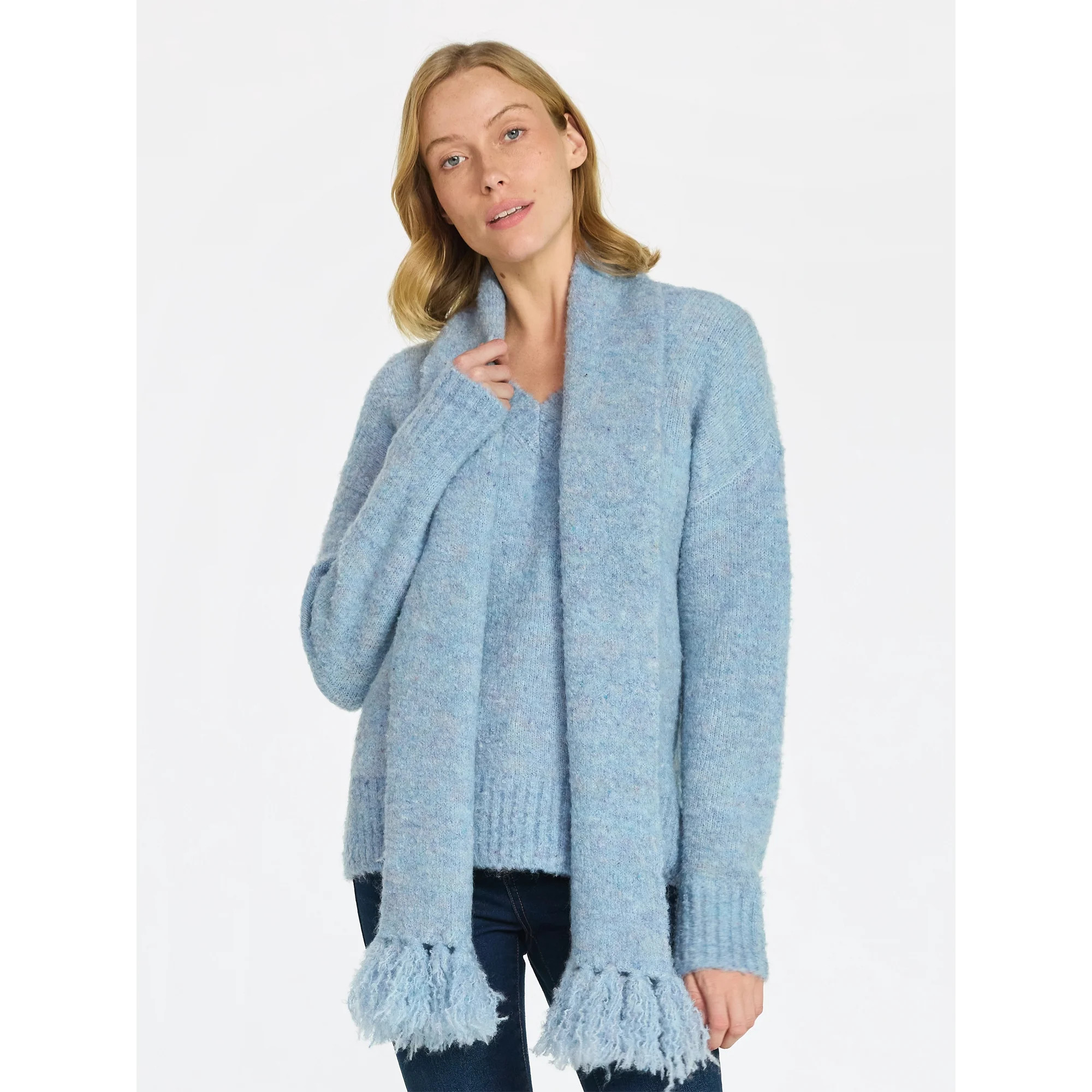 99 Jane Street Women's and Women's Plus Boucle Sweater and Scarf Set, Midweight, 2-Piece, Sizes X... | Walmart (US)