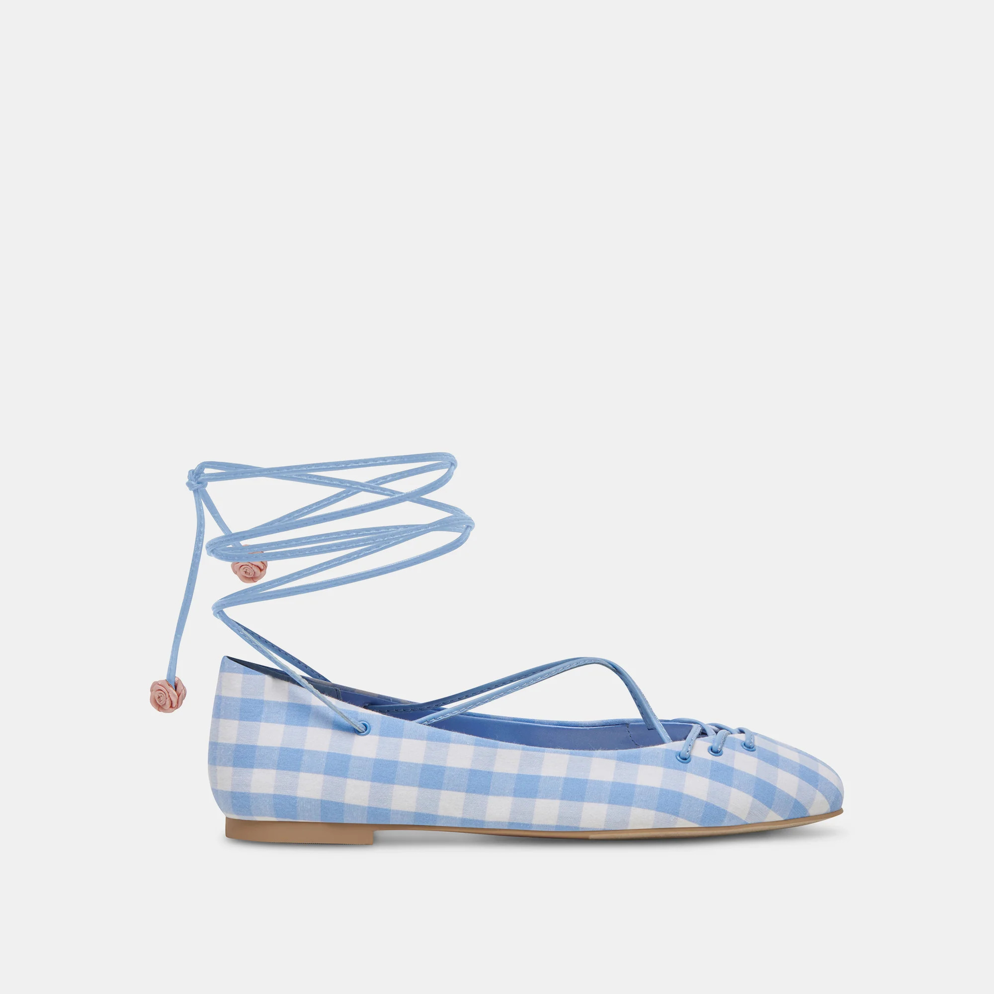 BEATE BALLET FLATS WHITE BLUE GINGHAM | DolceVita.com