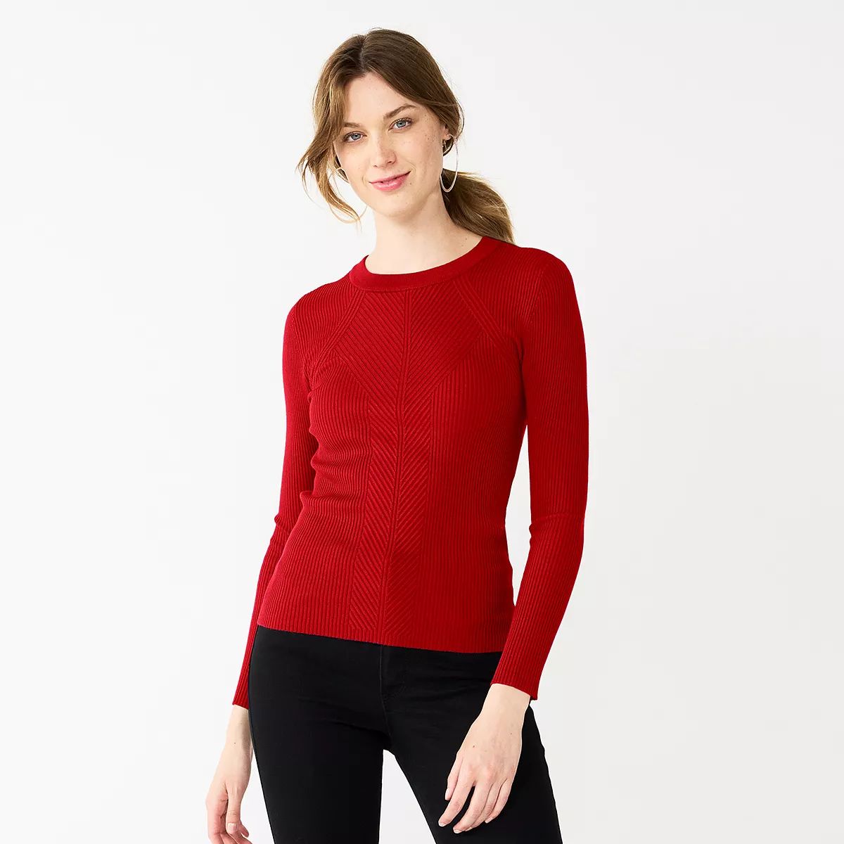 Women's Nine West Long Sleeve Rib Crewneck Sweater | Kohl's