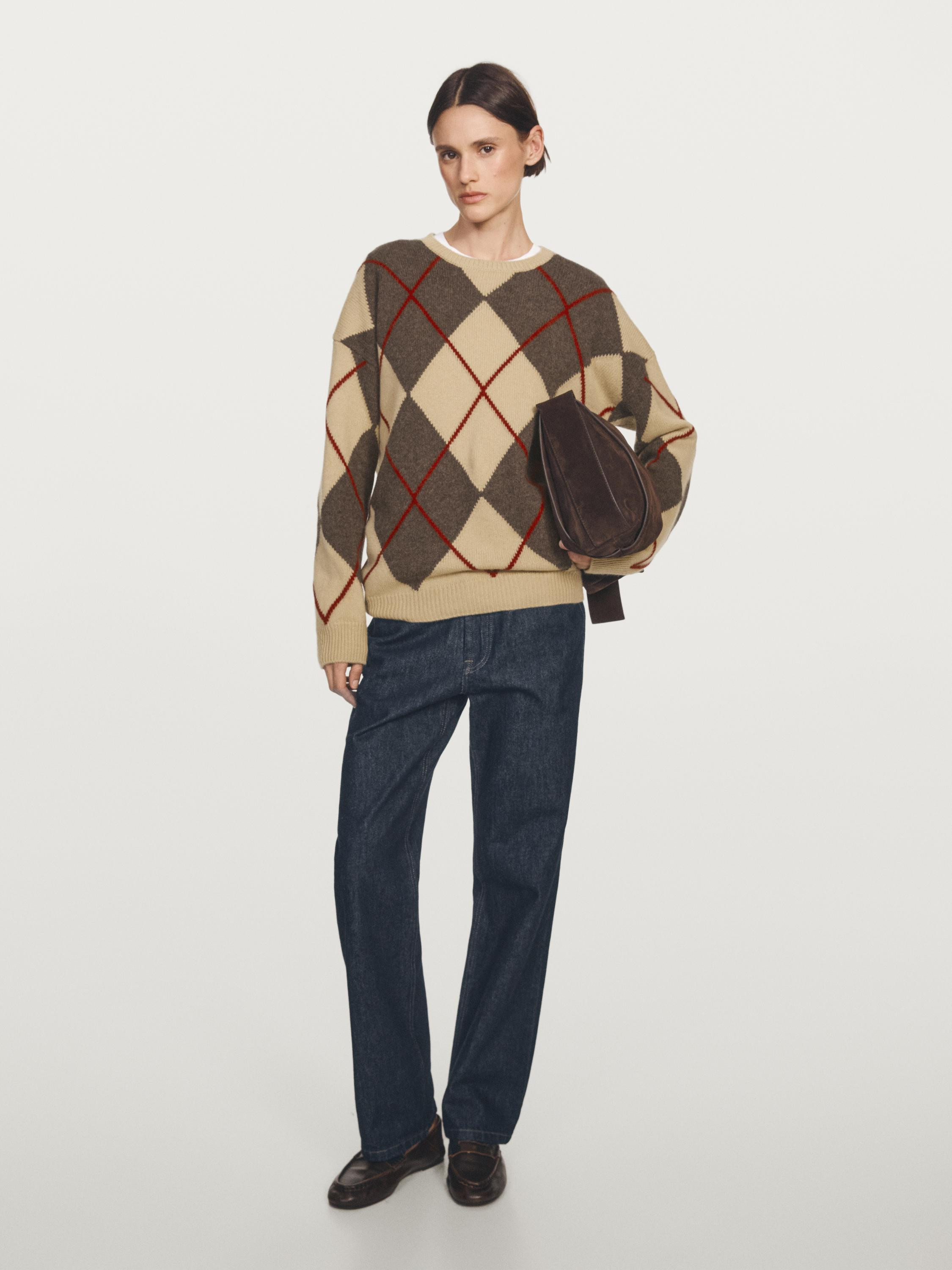 Strickpullover aus Wollmischgewebe mit Rautenmuster | Massimo Dutti DE