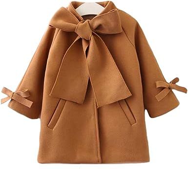 Amazon.com: SUUGEN Toddler Kid Baby Girls Warm Wool Bowknot Coat Winter Overcoat Outwear Jacket (... | Amazon (US)