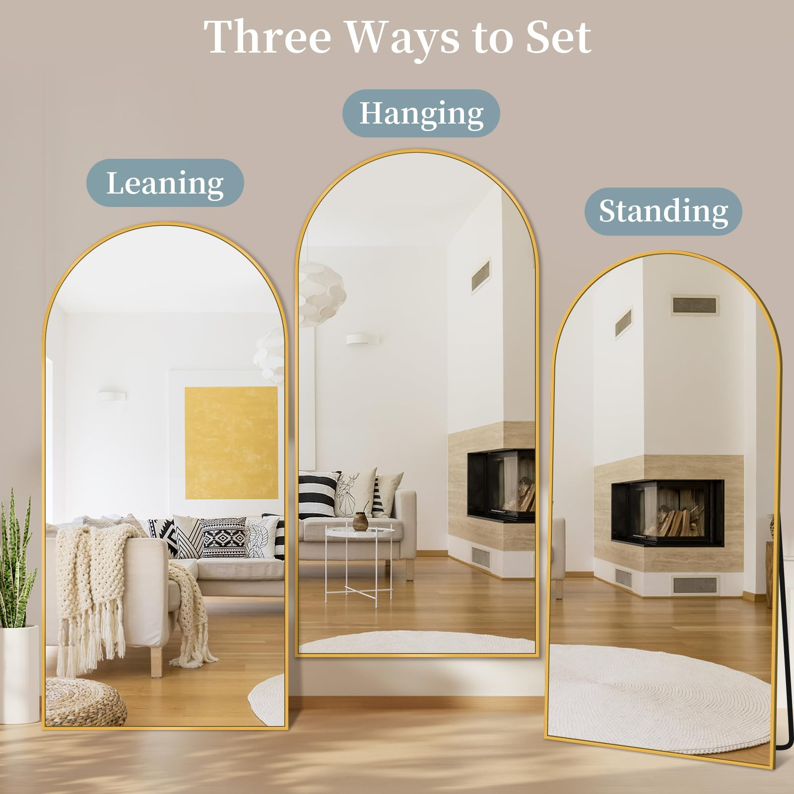 Full Length Mirror with Stand, 82"x44" Arched Full Body Mirror, Large Stand Up Mirrors, Aluminum ... | Amazon (US)
