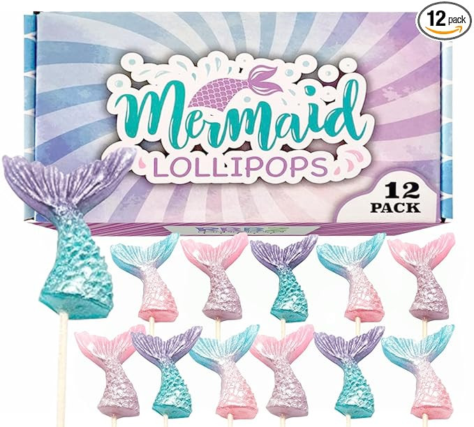Mermaid Candy Lollipops - 12 Suckers Individually Wrapped - Great for Mermaid Party Favors - Good... | Amazon (US)