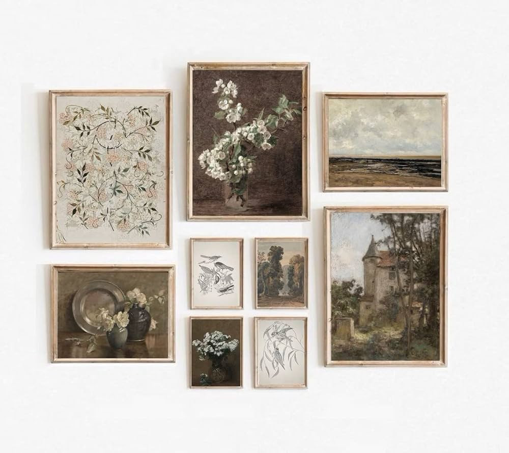 Set 9 French Country Canvas Wall Art, Landscape Wall Art, Vintage Prints For Wall Decor, Moody De... | Amazon (US)