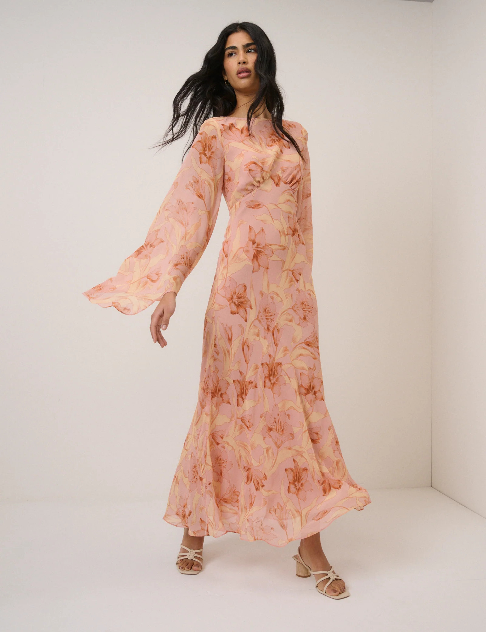 Pink Floral Phoenix Midi Dress | Nobody's Child