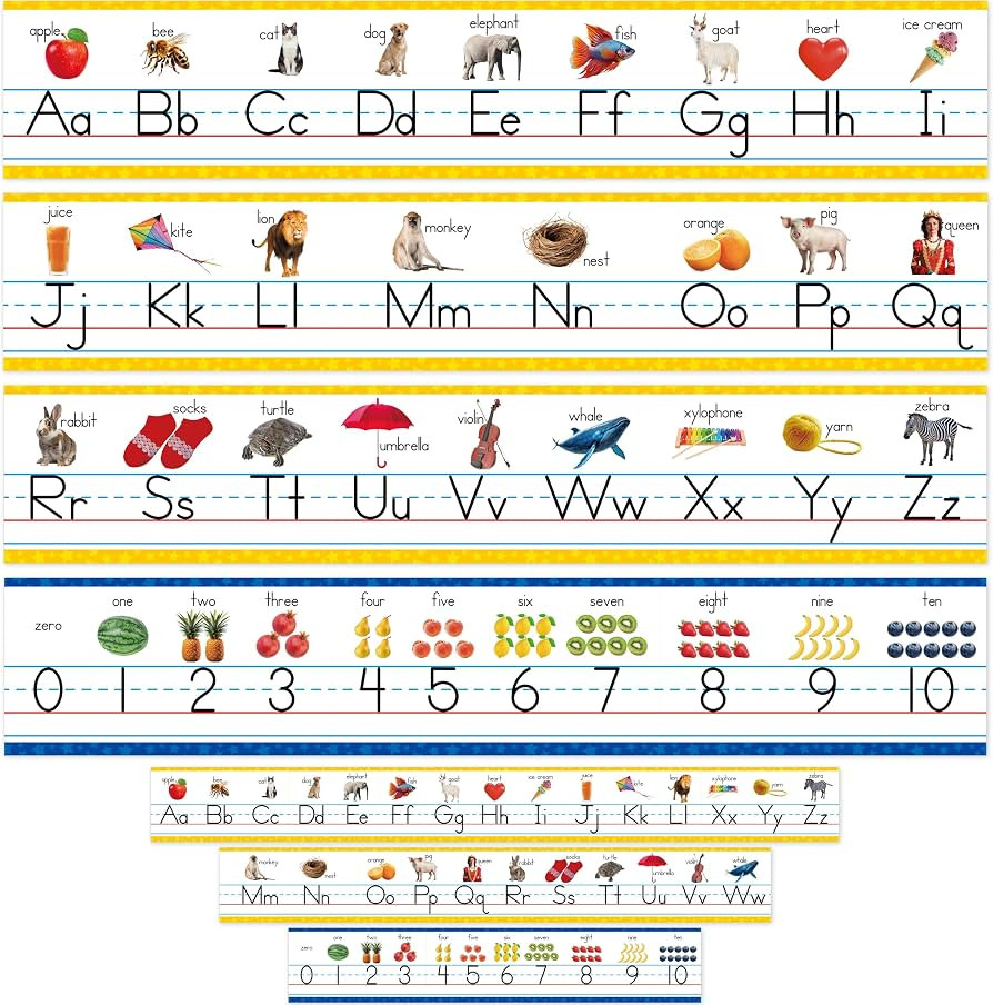 Alphabet & Number Line Bulletin Board Set, 12 PCS ABC & 123 Wall Decorations 26 Upper & Lower Cas... | Amazon (US)