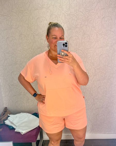 Talk about perfect for summer.. This bright color colored sweat shorts set with matching short sleeve hoodie makes the perfect fit. It comes in several more colors and a tropical print if you’re looking for a beach vacation outfit. This would be great for a travel day outfit or a day running errands, going to the spa, or shopping. 

Sweat sets
Matching sets 
Terry cloth shorts
Coral set 
Orange set 
Summer outfit 
Plus size matching set 

#LTKPlusSize #LTKActive #LTKOver40