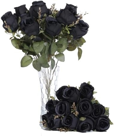 Artificial Rose Flowers 12 Heads 2 Bundles Silk Rose Bouquets, black | Bridal Bouquet, Fake Flowe... | Amazon (US)