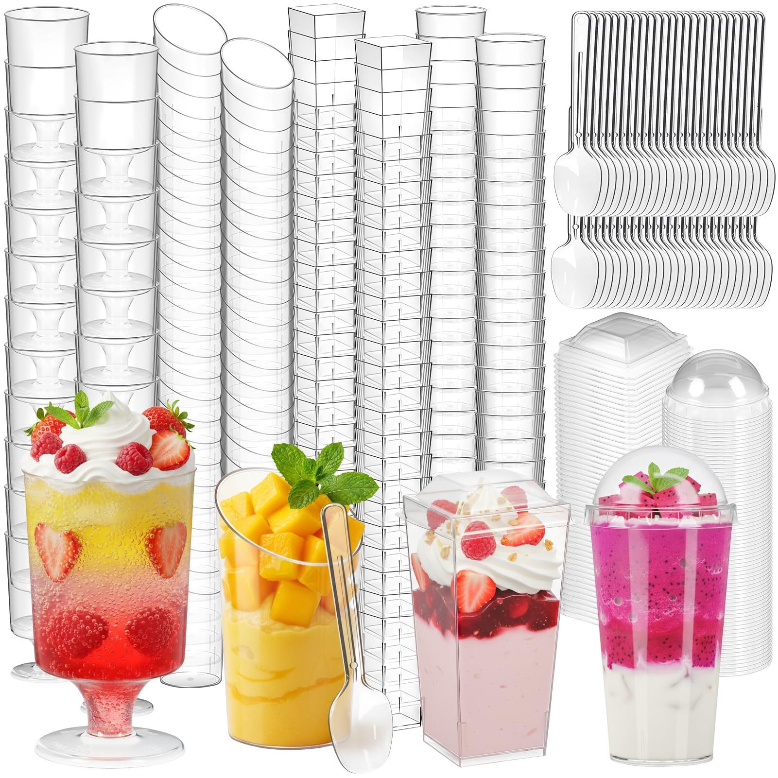 LifeIdeas 380 Pack Mini Dessert Cups with Lids and Spoons, 3 & 4 Oz Reusable Appetizer and Parfai... | Amazon (US)