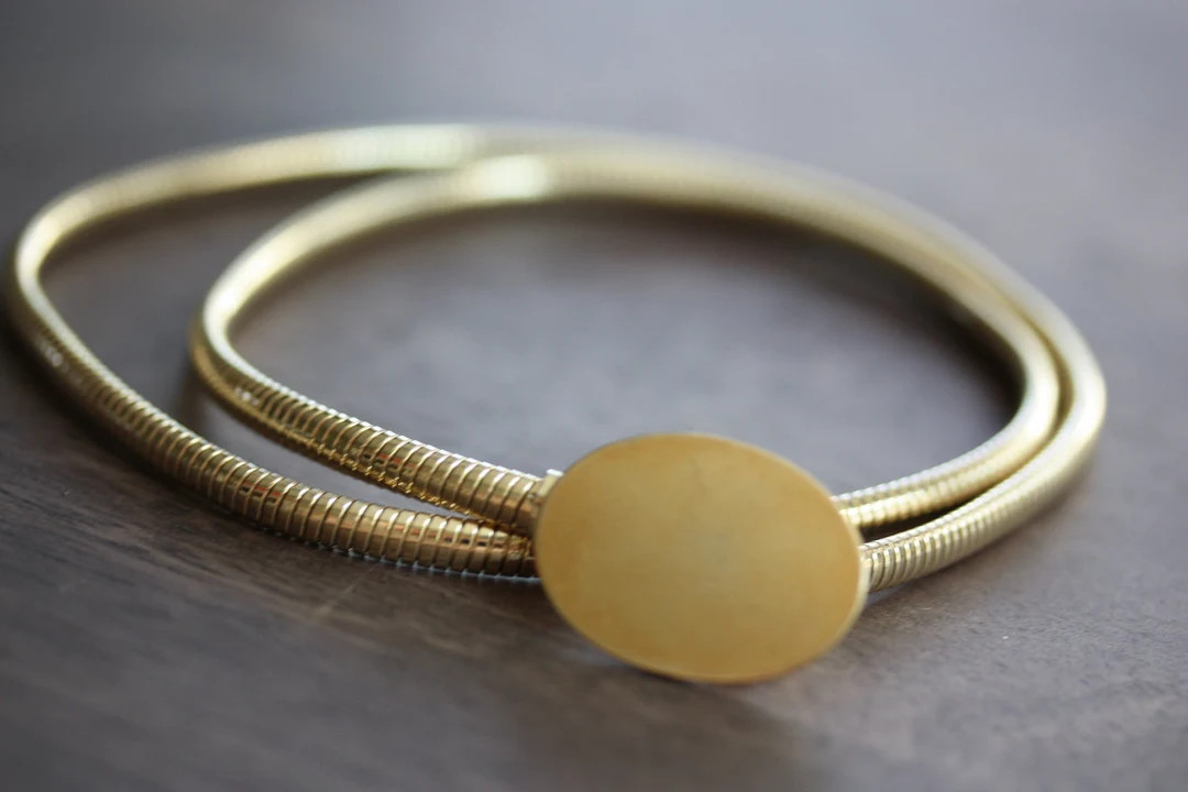 Gold Oval Belt, Stretchy Belt, Gold Belt, Metal Belt, Gold Snake Belt, Gold Stretch Belt, Waist B... | Etsy (US)