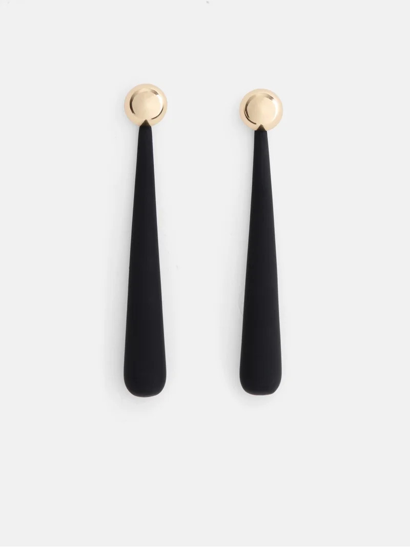 Scoop Women's Front Back Teardrop Earrings, Black and Gold | Walmart (US)