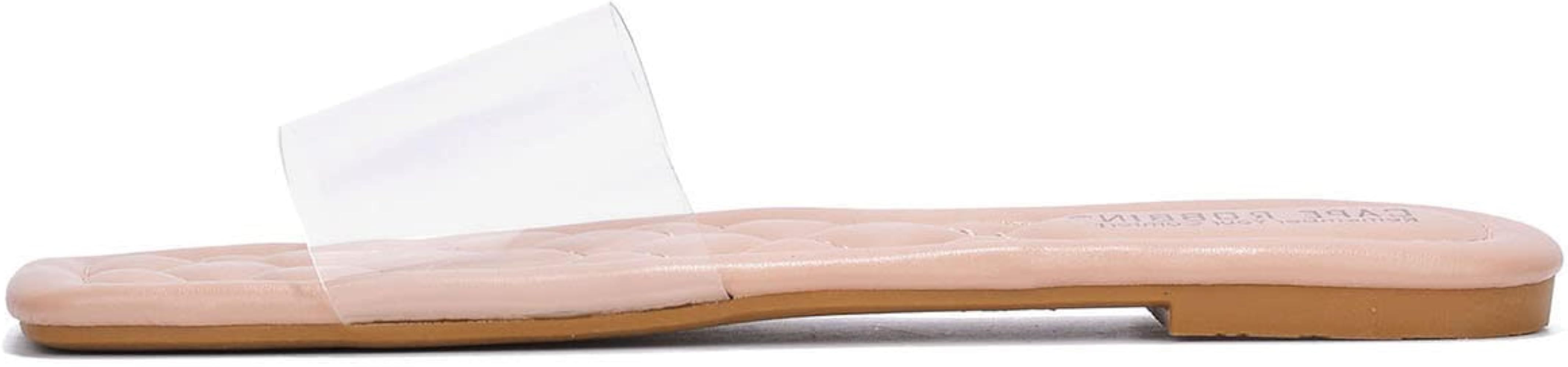 Cape Robbin Keko Sandals Slides for Women, Clear Womens Mules Slip On Shoes | Amazon (US)