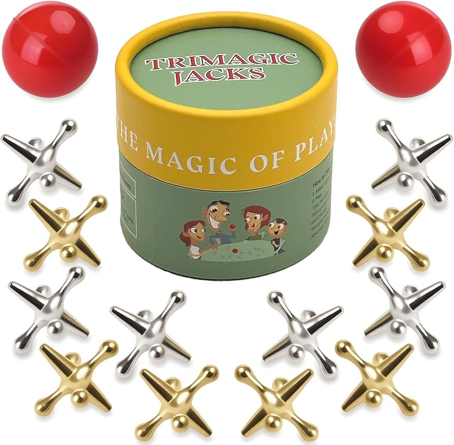 TriMagic Metal Jacks Game with Ball Classic, Jax Toy, Vintage Jacks and Ball Set, Original Jax Ga... | Amazon (US)