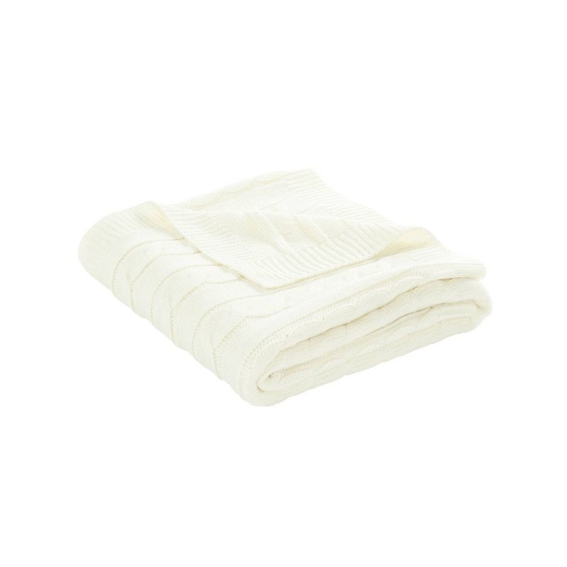 Lush D&#233;cor Cable Soft Knitted with Border Throw Baby Blanket - Ivory Single | Target