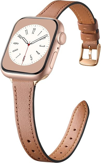 Slim Leather Band Compatible with Apple Watch Bands for Women 40mm 38mm 41mm 42mm 44mm 45mm 46mm,... | Amazon (US)