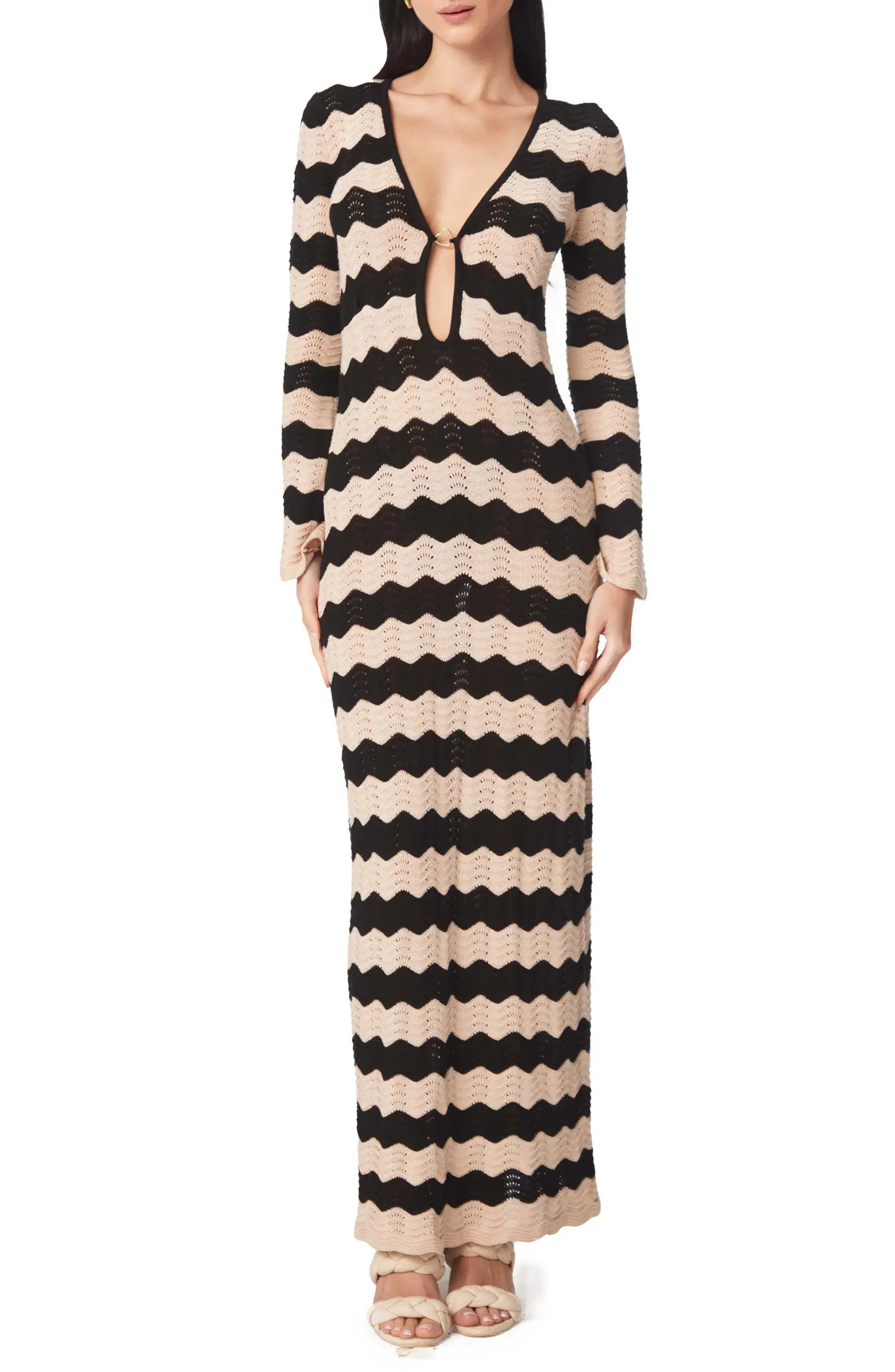 Ella Stripe Long Sleeve Knit Cover-Up Dress | Nordstrom