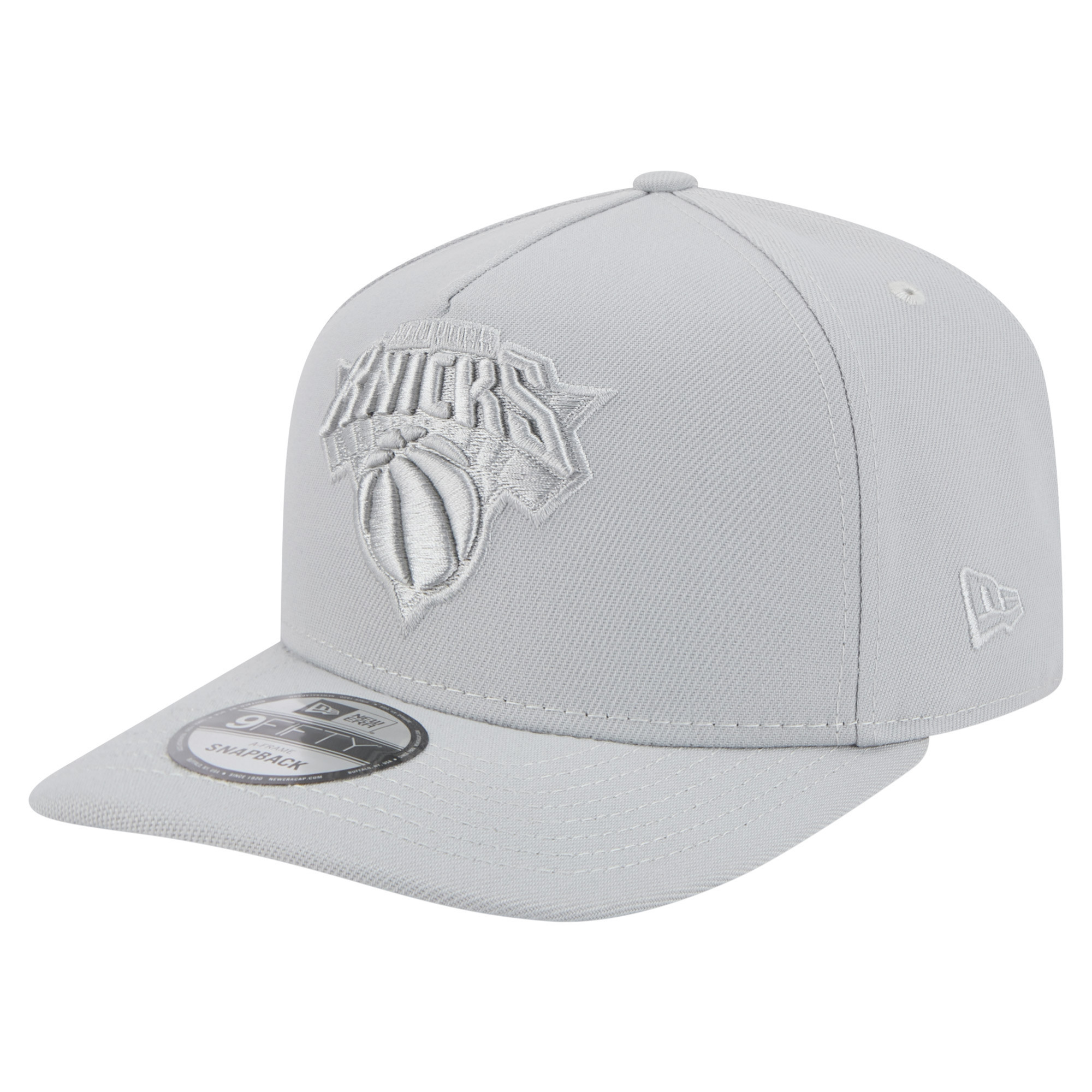 Men's New Era Gray New York Knicks Colorpack A-Frame Pinch Front 9FIFTY Snapback Hat | Fanatics