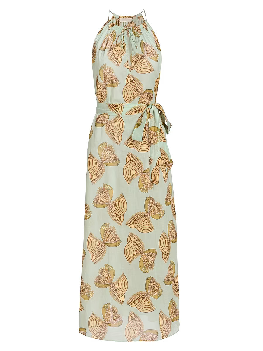 Women's Anna Zemankova Printed Swim Elara Printed Cotton Maxi Cover-Up Dress - Water Blossoms - Size XS | Saks Fifth Avenue