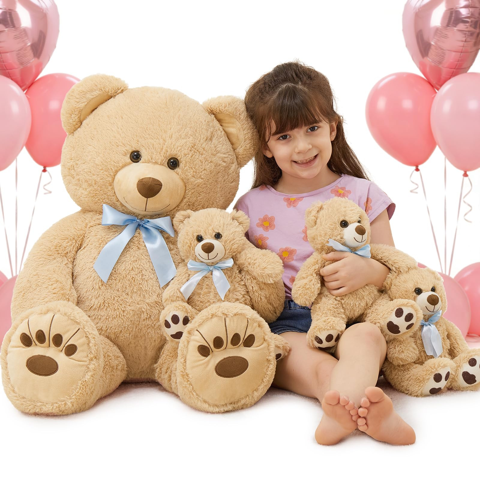 MorisMos Giant Teddy Bear Stuffed Animal with Baby Bears,35.4'' Big Mommy Stuffed Bear,3 Small Bu... | Amazon (US)