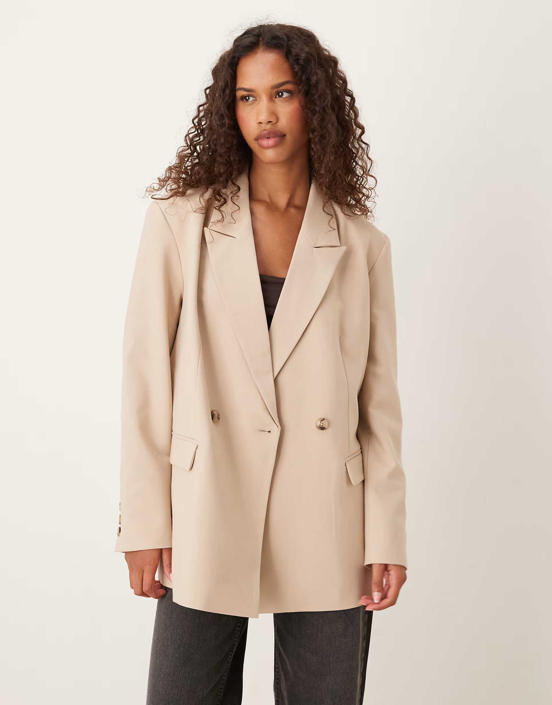 ASOS DESIGN double breasted blazer in stone | ASOS | ASOS (Global)