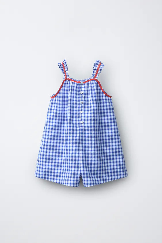 GINGHAM WAVE TRIM SHORT JUMPSUIT CASA LAWA X ZARA KIDS | Zara US