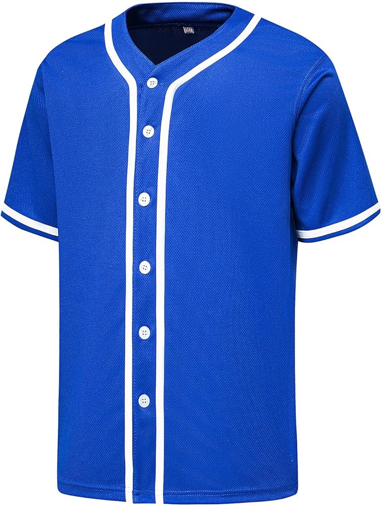 YWIES Mens Button Down Plain Baseball Jersey, Blank Softball Team Uniform, Hip Hop Hipster Short ... | Amazon (US)