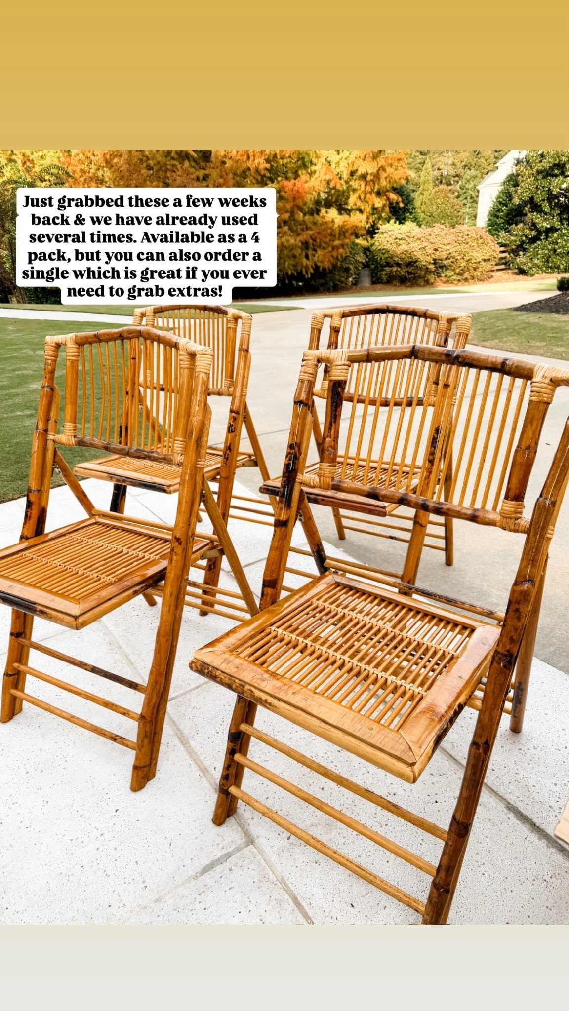 These bamboo chairs are perfect for Thanksgiving hosting! The best part is they’ll ship quickly, so they’ll be at your doorstep before Thanksgiving! 

Loverly Grey, Amazon find, Thanksgiving hosting, bamboo chairs

#LTKHoliday #LTKSeasonal #LTKHome