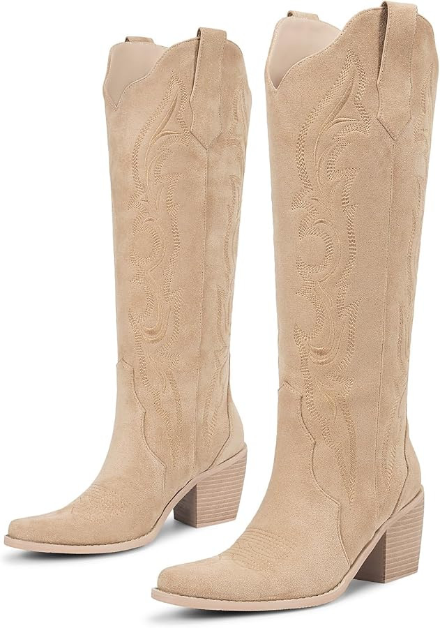 wetkiss Retro Knee High Cowboy Boots for Women, Comfortable and Stylish | Amazon (US)